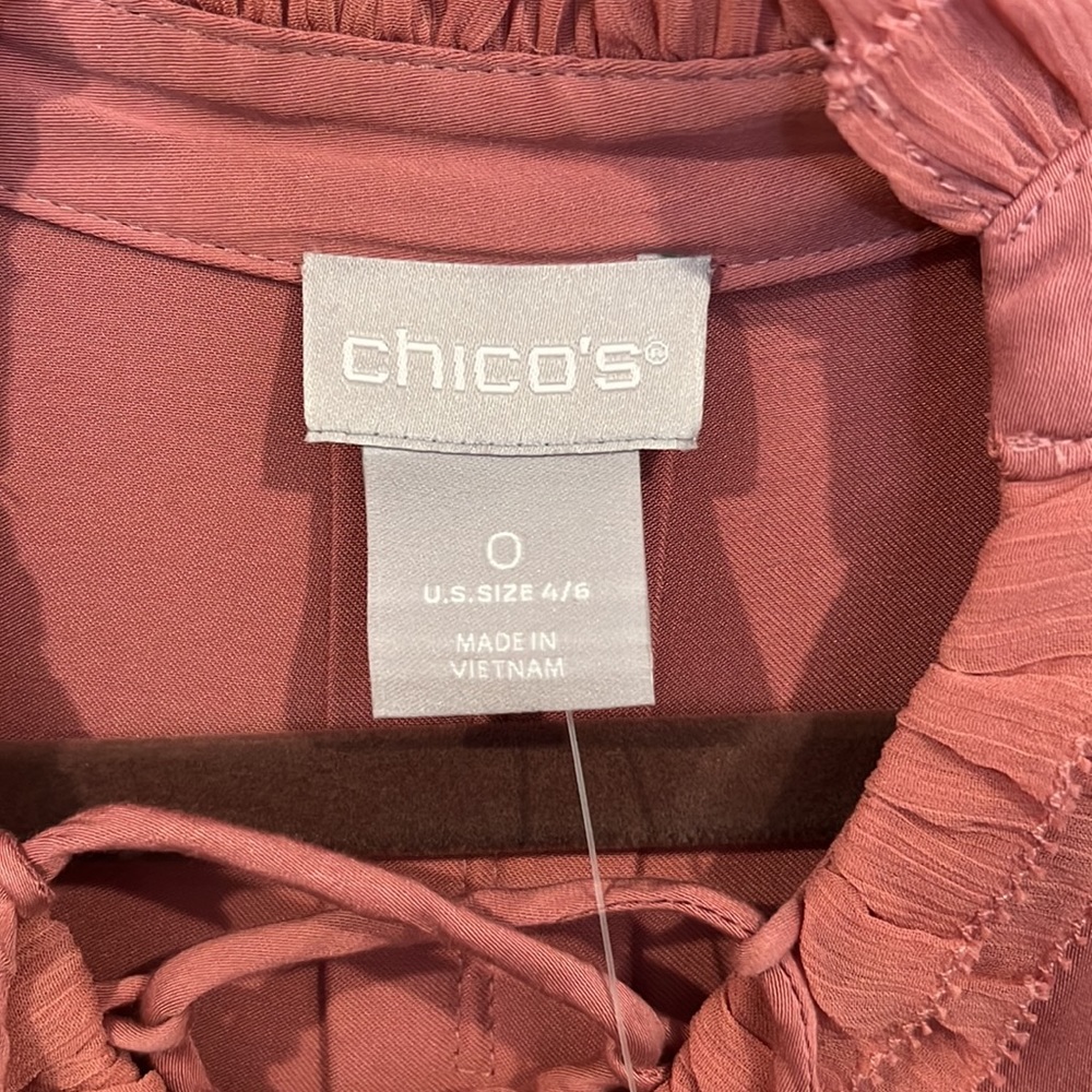 Chicos Ruffle Tie Neck Pullover - Picture 4 of 5